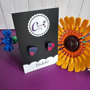 Handmade Navy Red Triangle Polymer Clay Earrings – Hypoallergenic Posts