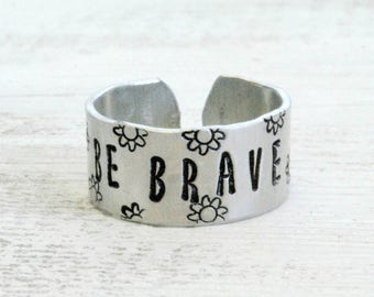 Be Brave printed adjustable ring
