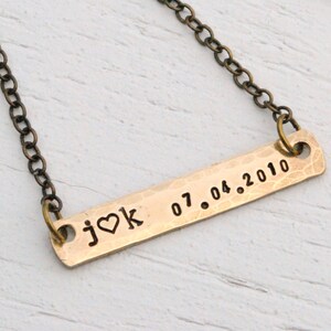 Personalized Brass Bar Necklace image 1