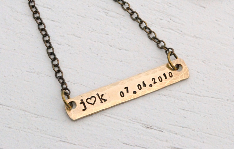 Personalized Brass Bar Necklace image 1