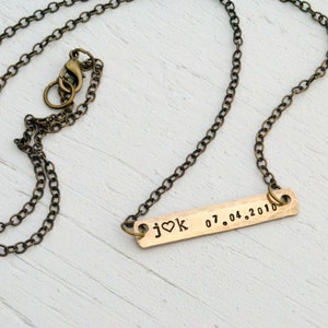 Personalized Brass Bar Necklace image 2