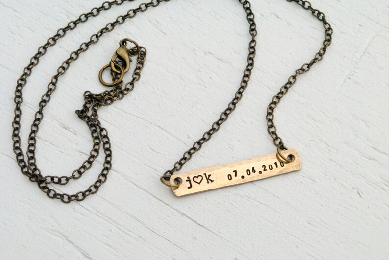 Personalized Brass Bar Necklace image 2