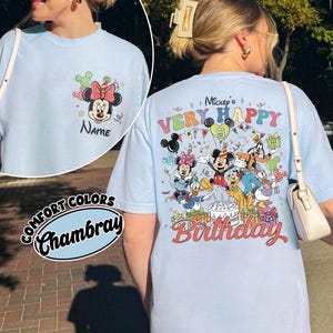 Custom Very Happy Birthday Disneyland Crew Shirt, All Disneyland Character Personalization Disney Birthday Girl Boy Tee,Birthday Party Shirt image 3
