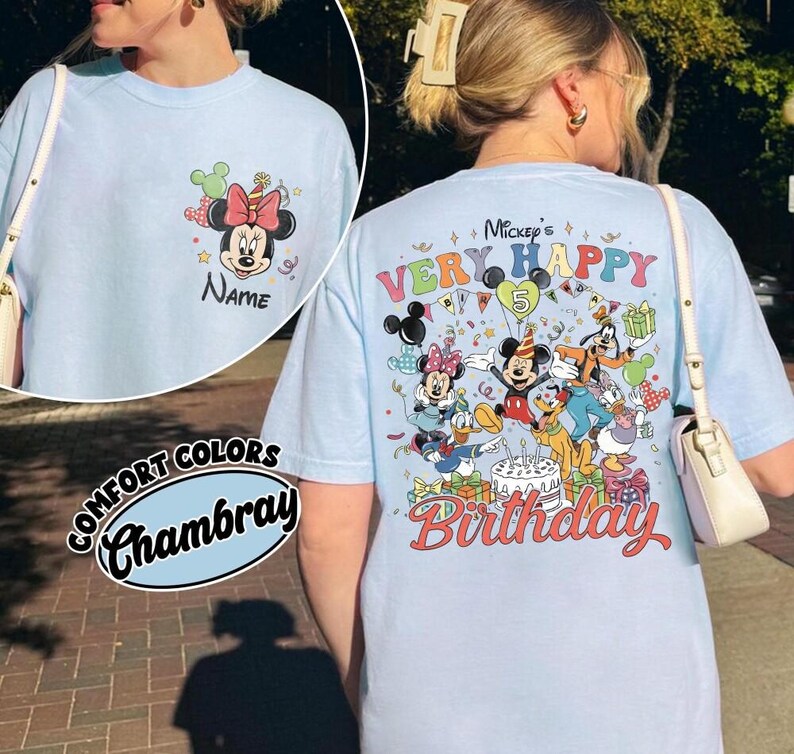 Custom Very Happy Birthday Disneyland Crew Shirt, All Disneyland Character Personalization Disney Birthday Girl Boy Tee,Birthday Party Shirt image 3