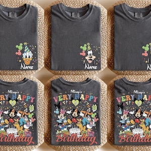 Custom Very Happy Birthday Disneyland Crew Shirt, All Disneyland Character Personalization Disney Birthday Girl Boy Tee,Birthday Party Shirt image 1