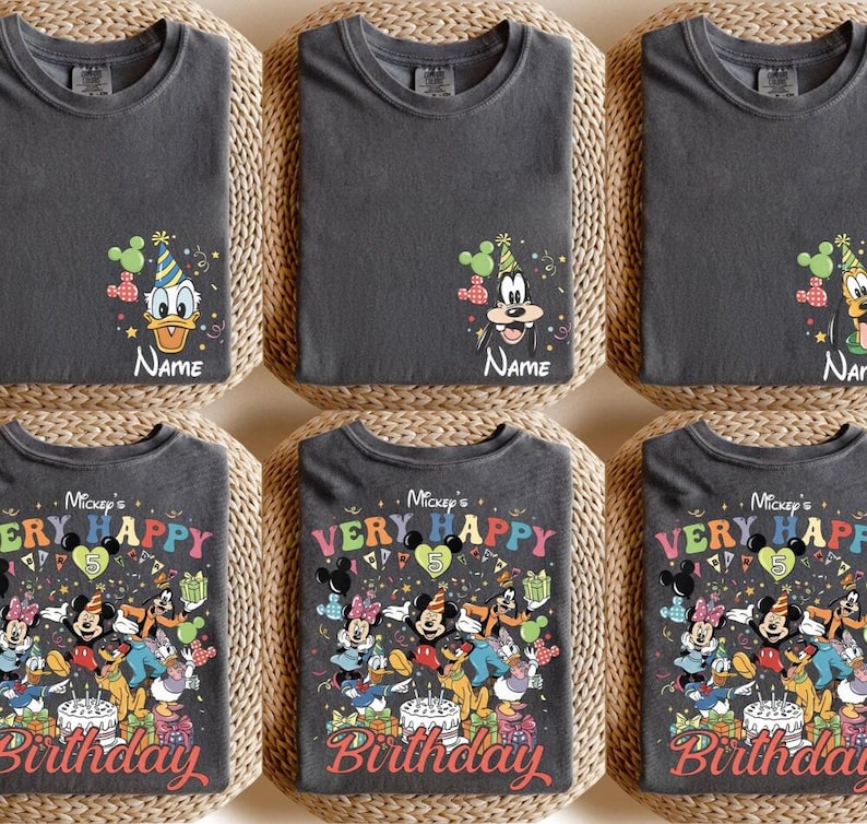 Custom Very Happy Birthday Disneyland Crew Shirt, All Disneyland Character Personalization Disney Birthday Girl Boy Tee,Birthday Party Shirt image 1
