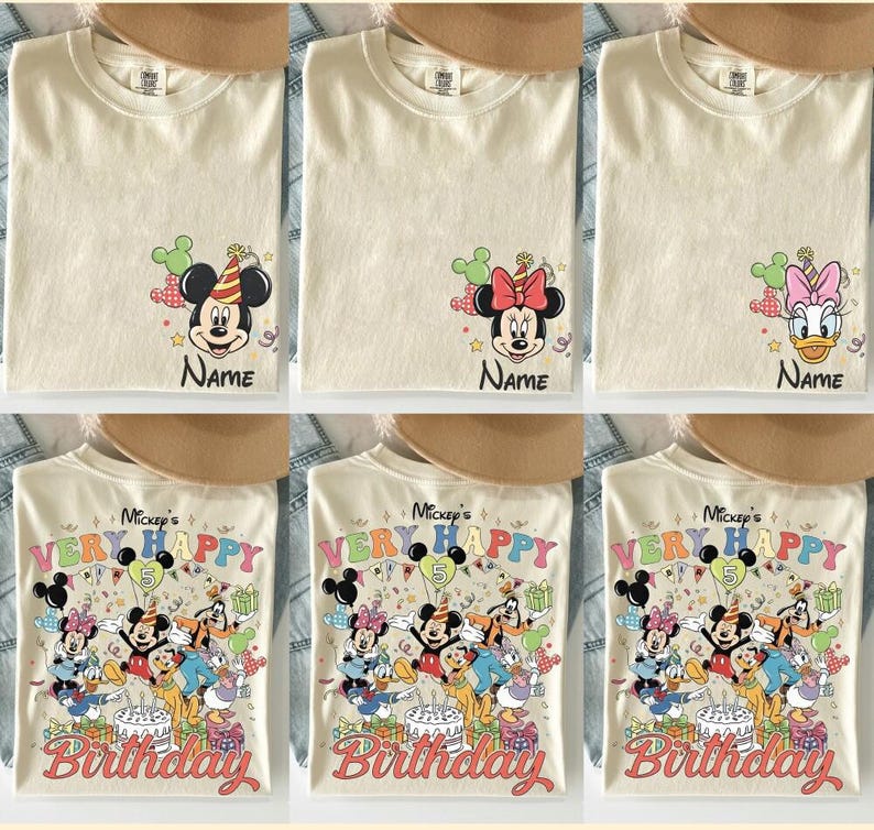 Custom Very Happy Birthday Disneyland Crew Shirt, All Disneyland Character Personalization Disney Birthday Girl Boy Tee,Birthday Party Shirt image 2