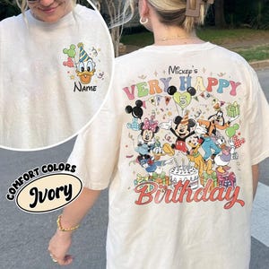 Custom Very Happy Birthday Disneyland Crew Shirt, All Disneyland Character Personalization Disney Birthday Girl Boy Tee,Birthday Party Shirt image 4