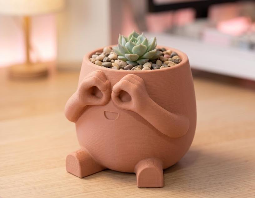 Cute Happy Face Planter, Funny Succulent Pot With Hands, Small Desktop ...
