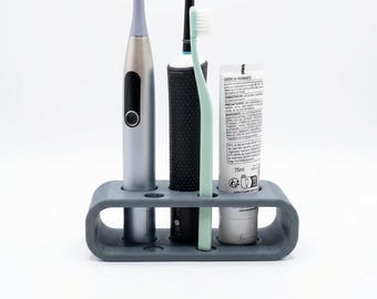 Soporte moderno para cepillos de dientes eléctricos, organizador de encimera para baño para cepillos eléctricos, soporte minimalista para pasta de dientes, elegante estación dental.