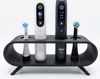 Porta spazzolino elettrico per Oral-B iO, supporto doppio per spazzolino minimalista, organizer moderno per il bagno, porta spazzolini in stile metà secolo