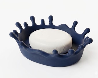 Splash Soap Dish - Modern 3D Printed Bathroom Decor, Unique Soap Holder for Bathroom & Kitchen, Drip Soap Tray, Minimalist Housewarming Gift