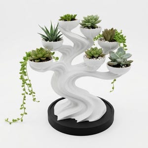 Maceta para bonsáis y suculentas, jardín de escritorio de varios niveles, soporte para plantas orgánicas impreso en 3D, regalo único para amantes de las plantas.