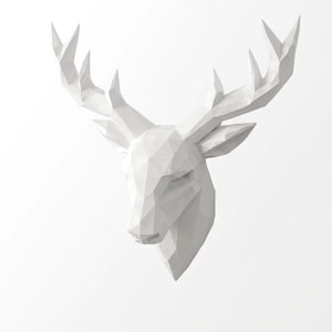 Decoración de pared con cabeza de ciervo geométrica, escultura de taxidermia falsa, montaje de ciervo poligonal moderno, arte mural minimalista de animales, trofeo de estilo escandinavo