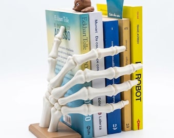 Skeleton Hand Bookend - Gothic Library Decor - Creepy Skeleton Bones Book Holder - Dark Academia Office Accessory -Anatomical Horror Bookend