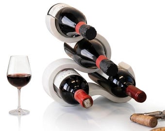 Modern 3D Printed Wine Rack, Wave Countertop Wine Bottle Holder, Minimalist Kitchen Decor, Geometric Wine Display, Unique Housewarming Gift