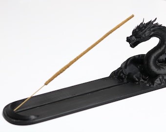 Dragon Incense Holder, Black Dragon Incense Burner, Gothic Home Decor, Mythical Creature Ash Catcher, Zen Meditation Gift