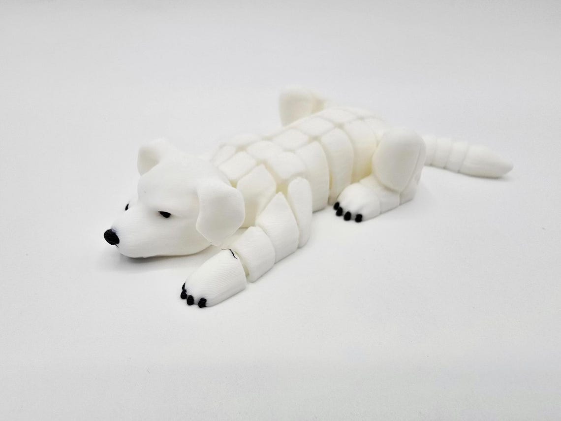 Articulated Dog Fidget Toy, 3D Printed White Labrador Retriever ...
