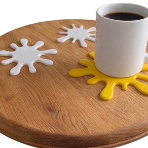 Paint Splat Coasters Set, Quirky Spill Mug Rug, Fun Silicone Style Drink Coasters, Pop Art Kitchen Decor, Unique Housewarming Present
