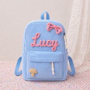 Personalized Corduroy Backpack, Custom Kids School Bag, Toddler Preschool Backpack, Gift for Boys and Girls