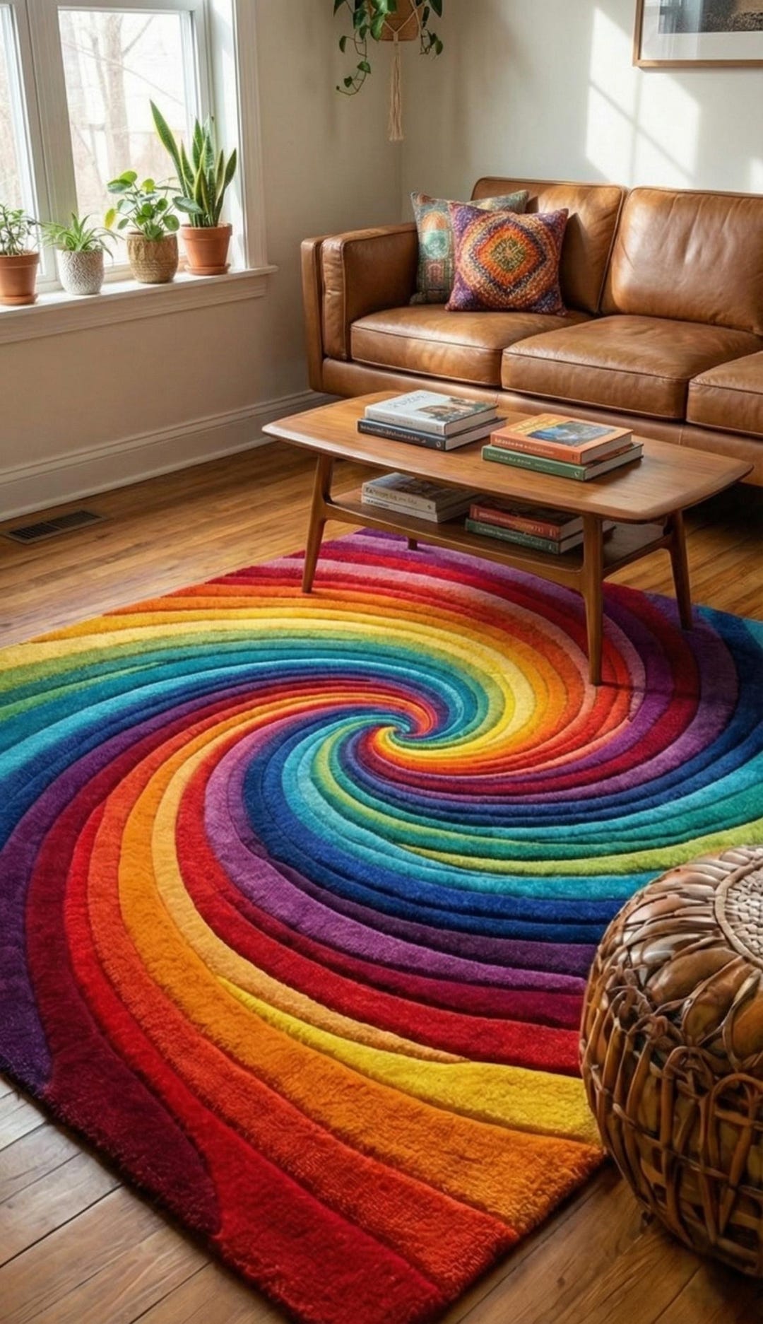 Handmade 3D Rainbow Wool Rug – Spiral Tufted Statement Carpet - Etsy