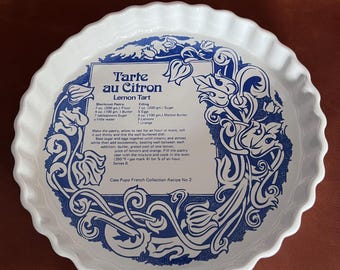 Vintage Flan Dish, Tarte au Citron design by Ashley Ceramics, England
