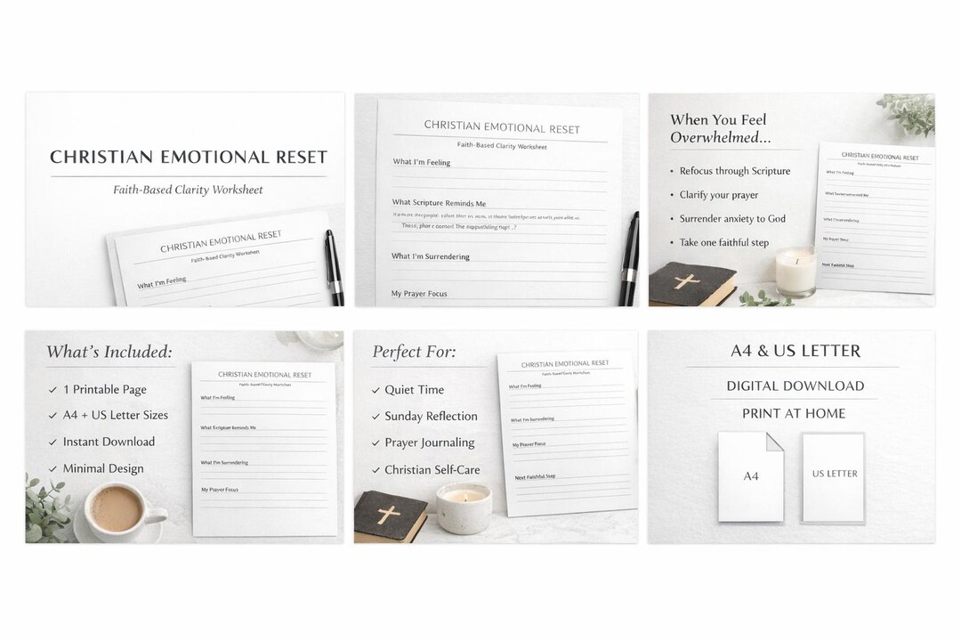 Christian Reflection Worksheet Printable | Faith Based Emotional Reset ...