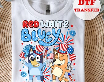 4th of July Family Shirt DTF Transfer, Matching Red White Bluey Outfit