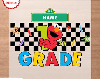 Custom Sesame Street Grade DTF Transfer, Back to School Name Ready to Press