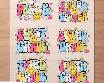 Groovy School Grade DTF Transfer, Preschool to Sixth Grade Back to School