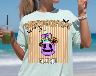 Summerween DTF Transfer, Custom Halloween Pool Party Ready to Press Design