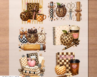 Coquette Teacher DTF Transfer Bundle, Leopard School Supplies Ready to Press Heat Transfer