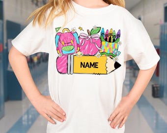 Personalized Back to School DTF Transfer, Custom Name Pencil Ready to Press Heat Transfer