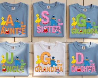 Sesame Street Family DTF Transfer, Auntie Sister Grandma Shirt, Ready to Press