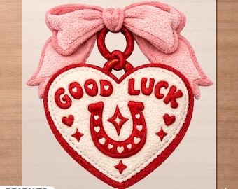 Good Luck Horseshoe Heart DTF Transfer | Valentine Iron On Patch