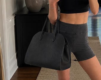 Zachte Margaux Slouchy leren handtas van topkwaliteit leer, hobo-model, designer handtas met handvat, mat afgewerkt, grote inhoud, cadeau voor een dame