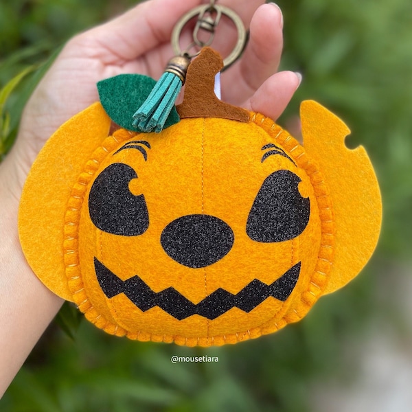 Pumpkin Stitch Hand Made Keychain |  Ornament for Disney Mini Backpack Mickey Ears Tsum Tsum Ufufy