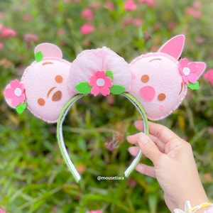 Disney ears Mickey Ears Pink Sakura Pooh Piglet Mouse Ears Headband Tsum Tsum Ufufy Disney  | Can be done as Hair Clips Barrettes