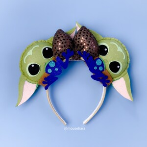 Star Wars Mickey Ears | The Mandalorian Grogu | The Child eating Frog | Minnie Mouse Ears Headband | Tsum Tsum Ufufy Disney
