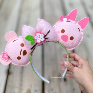 Disney Ears Mickey Ears Pink Sakura Pooh Piglet Mouse Ears Headband Tsum Tsum Ufufy Disney | Can be done as Hair Clips Barrettes