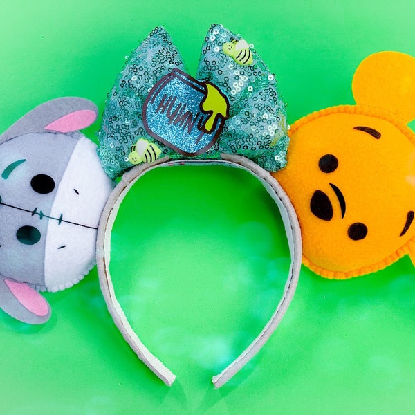 Mickey Ears | Disney Ears | Winnie The Pooh Eeyore Minnie Mouse Ears Headband | Tsum Tsum Ufufy Disney | Can be done as Hair Clips Barrettes