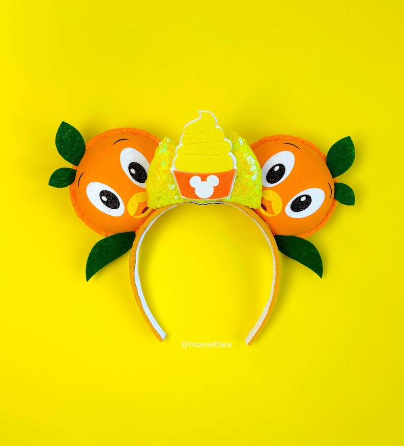 Mickey Ears Disney Ears Orange Citrus Bird Epcot Minnie Mouse Ears Tsum Tsum Can be done as Hair Clips Barrettes image 2