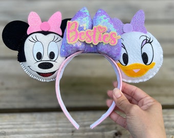 Disney ears Best Friends ears Daisy Minnie Mouse Ears Best Friends Mickey Ears Disney  Ears Daisy Duck | Can be done as Hair Clips Barrettes