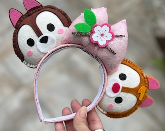 Disney Ears Mickey Ears | Pink Chip and Dale Mouse Ears Headband | Pink Sakura | Cherry Blossoms