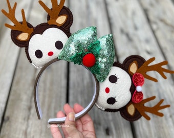 Disney Ears Reindeer Minnie  Mickey Hand Made Mickey Ears Tsum Tsum Ufufy Fall Holiday Christmas Disney Gift