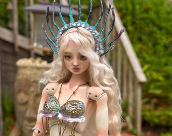 Porcelain Ball Jointed Doll Ooak BJD Doll Mermaid  Porcelain BJD Doll Ready to Ship | Forgotten Hearts | FHDolls