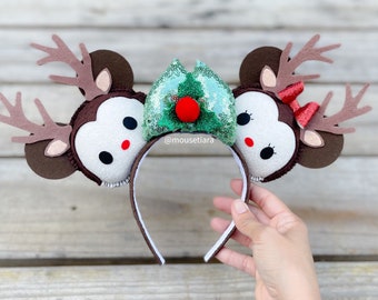 Reindeer Minnie  Mickey Hand Made Mickey Ears Tsum Tsum Ufufy Fall Holiday Christmas Disney Gift