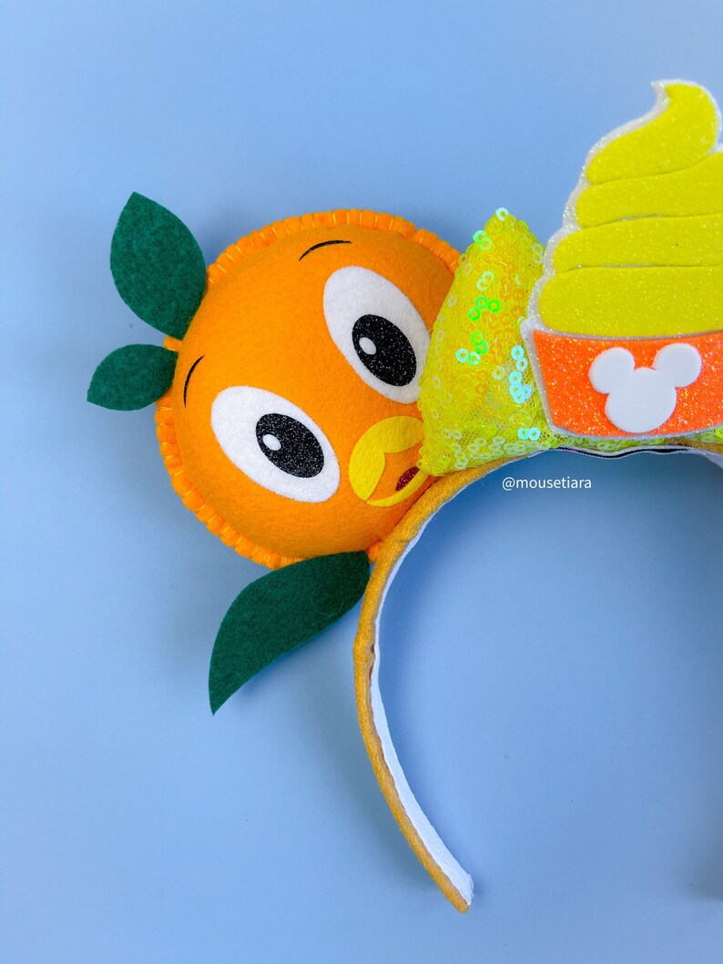 Mickey Ears Disney Ears Orange Citrus Bird Epcot Minnie Mouse Ears Tsum Tsum Can be done as Hair Clips Barrettes image 8