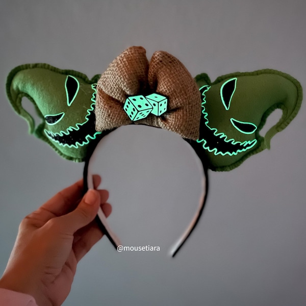 Disney ears Nightmare Before Christmas Ears | Oogie Boogie | Mickey Mouse Ears  Headband | Tsum Tsum Ufufy Disney Glow in the Dark Ears