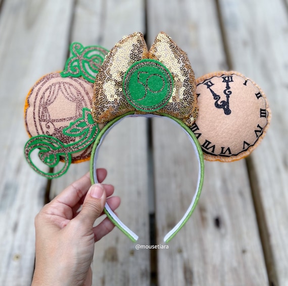 Green and light brown color Mickey Mouse hair tie Minimal Mouse Neutral Hair Ties – Wish Upon Magic main image 2